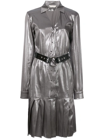 Shop Alyx Pleated Shirt Dress In Metallic