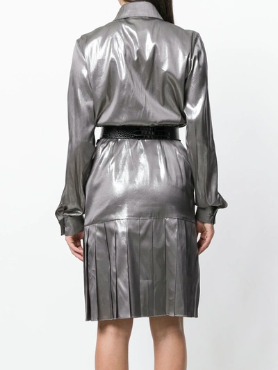 Shop Alyx Pleated Shirt Dress In Metallic