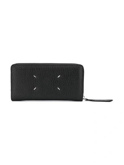 Shop Maison Margiela Textured Zip Around Wallet In Black