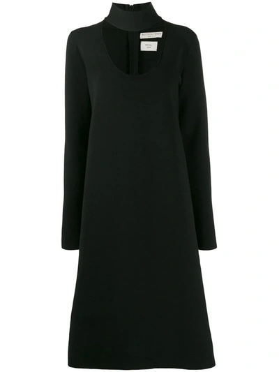 Shop Bottega Veneta Choker Neck Dress In Black