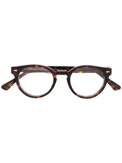 Shop Ahlem Theatre Oval Frame Glasses In Brown
