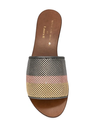 Shop Madison.maison 15mm Striped Sandals In Gold