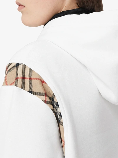 Shop Burberry Vintage Check Panel Oversized Hoodie In White