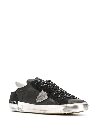 Shop Philippe Model Distressed Low-top Sneakers In Black