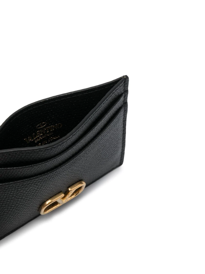 Shop Valentino Vlogo Signature Leather Cardholder In Black