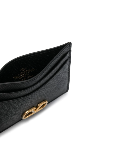 Valentino Portafoglio Minimalista In Pelle Nera Con Fessure Per Carte In Black