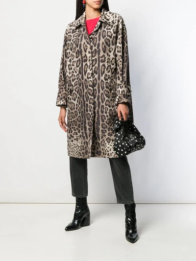Shop Dolce & Gabbana Leopard Print Coat In Brown