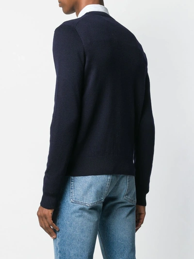 Shop Ami Alexandre Mattiussi Crew Neck Sweater Ami De Coeur Patch In Blue