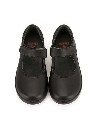 Shop Camper Spiral Touch-strap Ballerinas In Black