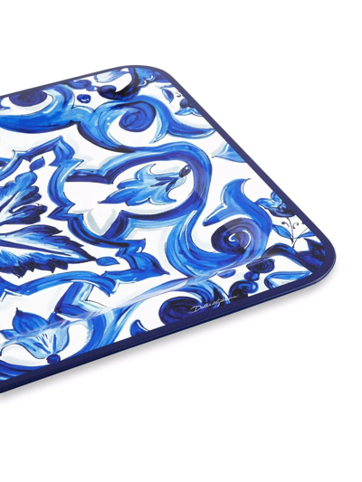 Shop Dolce & Gabbana Medium Mediterraneo-print Wooden Tray In Blau