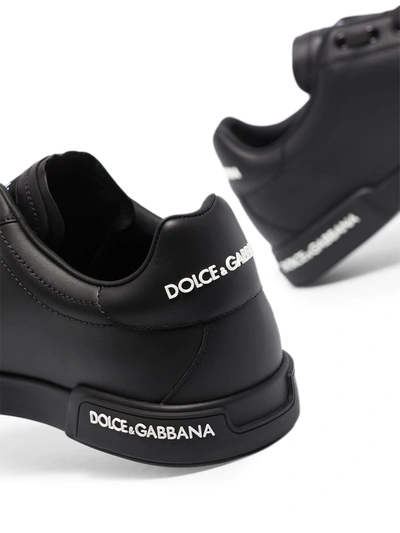Dolce & Gabbana 'portofino' Black Low Top Sneakers With Logo Patch On The Tongue And Logo Lettering On The Side In Black