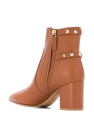 Shop Valentino Rockstud 65mm Boots In Brown
