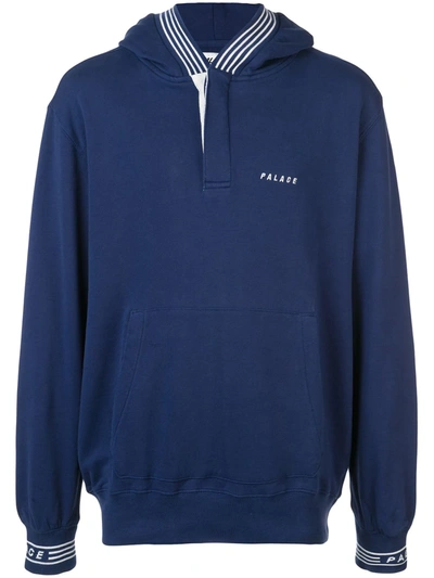 Shop Palace P-rib Trim Hoodie In Blue