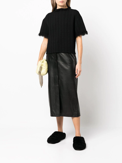 Proenza Schouler Frayed-edge Short-sleeve Jumper In Schwarz