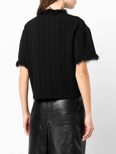 Proenza Schouler Frayed-edge Short-sleeve Jumper In Schwarz