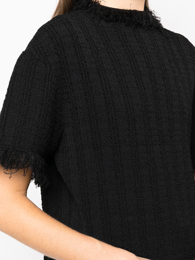 Proenza Schouler Frayed-edge Short-sleeve Jumper In Schwarz