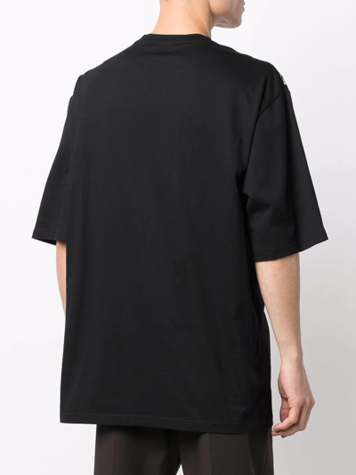 Shop Balmain Textured Logo-print T-shirt In Black