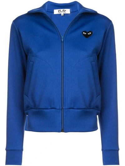 Shop Comme Des Garçons Play Logo-patch Track Jacket In Blue