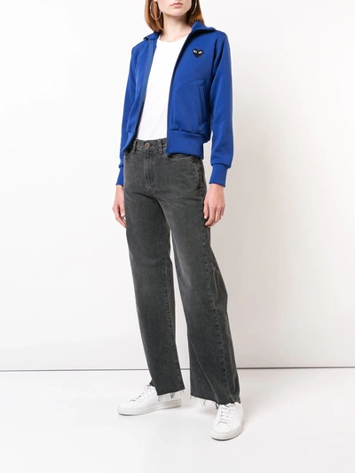 Comme Des Garçons Play Heart Logo-patch Track Jacket In Blue