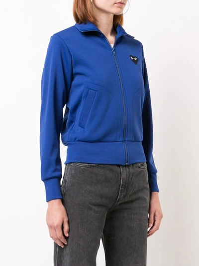 Shop Comme Des Garçons Play Logo-patch Track Jacket In Blue