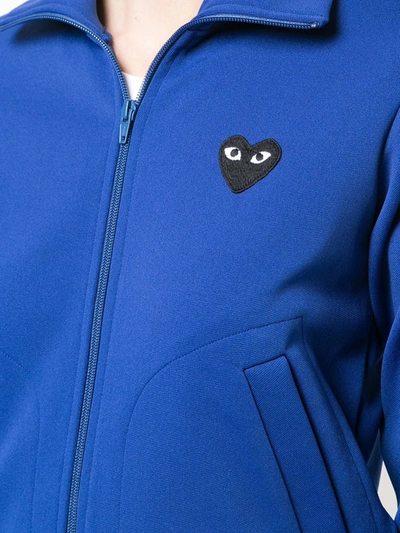 Shop Comme Des Garçons Play Logo-patch Track Jacket In Blue
