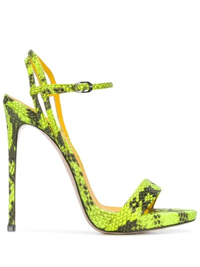 Shop Le Silla Gwen Snake-effect Sandals In Yellow