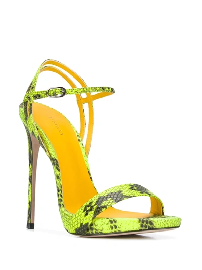 Shop Le Silla Gwen Snake-effect Sandals In Yellow