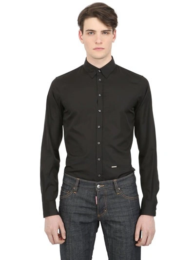 Shop Dsquared2 Stretch Cotton Poplin Shirt, Black