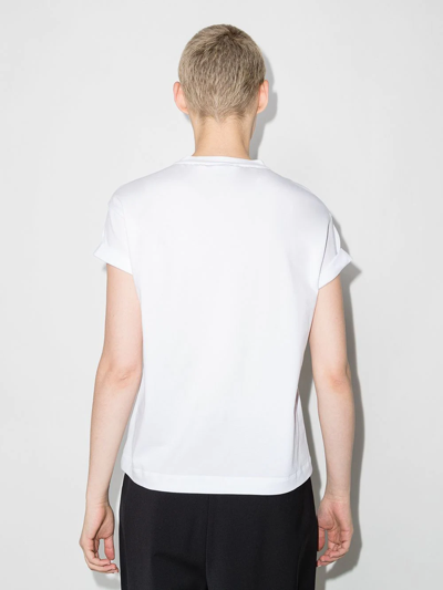 Brunello Cucinelli Bead-embellished Stretch-cotton Jersey T-shirt In White