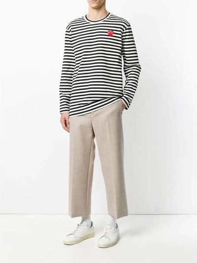 Shop Comme Des Garçons Play Striped Long-sleeve T-shirt In Multicolour