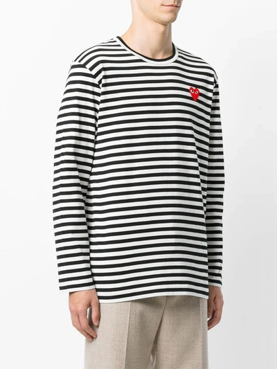Shop Comme Des Garçons Play Striped Long-sleeve T-shirt In Multicolour