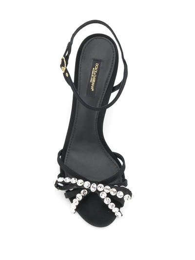 Shop Dolce & Gabbana Crystal-embellished Buckle-strap Sandals In Black