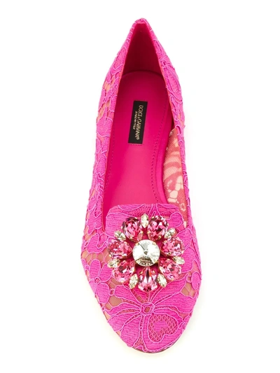 Shop Dolce & Gabbana Vally Taormina Lace Ballerina Shoes In Pink