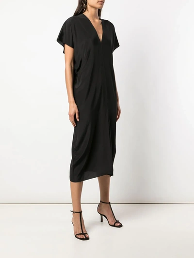 Shop Voz Short-sleeve Midi Dress In Black