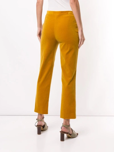Pre-owned Chanel 1990s Velvet Cropped Straight-leg Trousers In Yellow