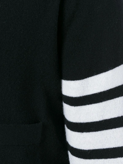 Shop Thom Browne Four Stripe Sleeve Cardigan In Black