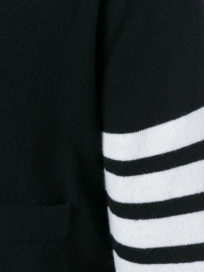 Thom Browne Intarsia Stripe Wool Cardigan In Black