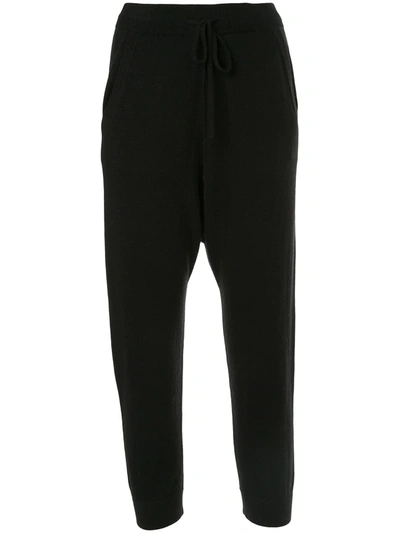 Shop Nili Lotan Cashmere Cropped Track Pants In Black