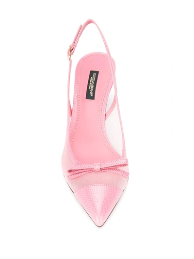 Shop Dolce & Gabbana Mesh Slingback Pumps In Pink