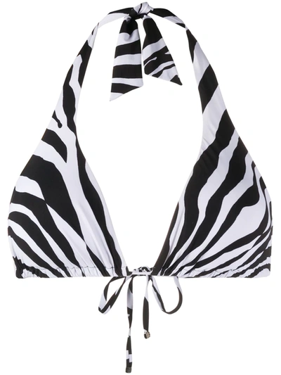 Shop Dolce & Gabbana Zebra-print Bikini Top In Black