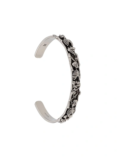 Shop Alexander Mcqueen Dancing Skeleton Cuff In Silver