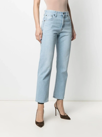 Shop Saint Laurent Faded Straight-leg Jeans In Blue