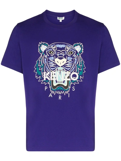 Shop Kenzo Tiger Logo Print T-shirt In Purple