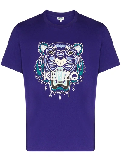 Tiger Logo Cotton T shirt In Purple