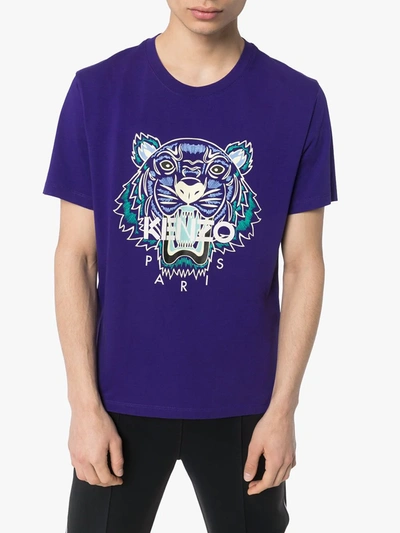 Shop Kenzo Tiger Logo Print T-shirt In Purple
