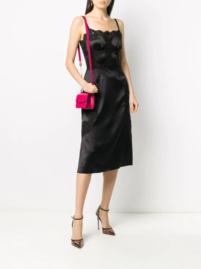 Dolce & Gabbana Lace Detailed Silk Blend Dress In Black