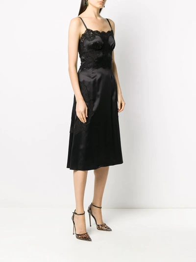 Dolce & Gabbana Lace Detailed Silk Blend Dress In Black