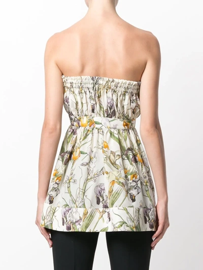 Shop Alexander Mcqueen Flared Floral Bandeau Top In Neutrals