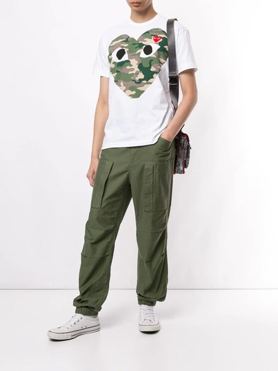 Comme Des Garçons Play Camouflage Heart-print Cotton T-shirt In White