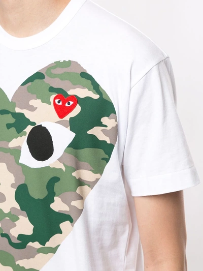 Comme Des Garçons Play Camouflage Heart-print Cotton T-shirt In White